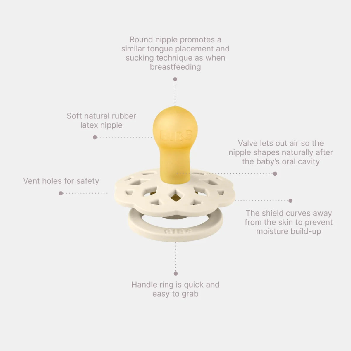 BIBS Pacifier Boheme - Stage 1 - Ivory/Blossom