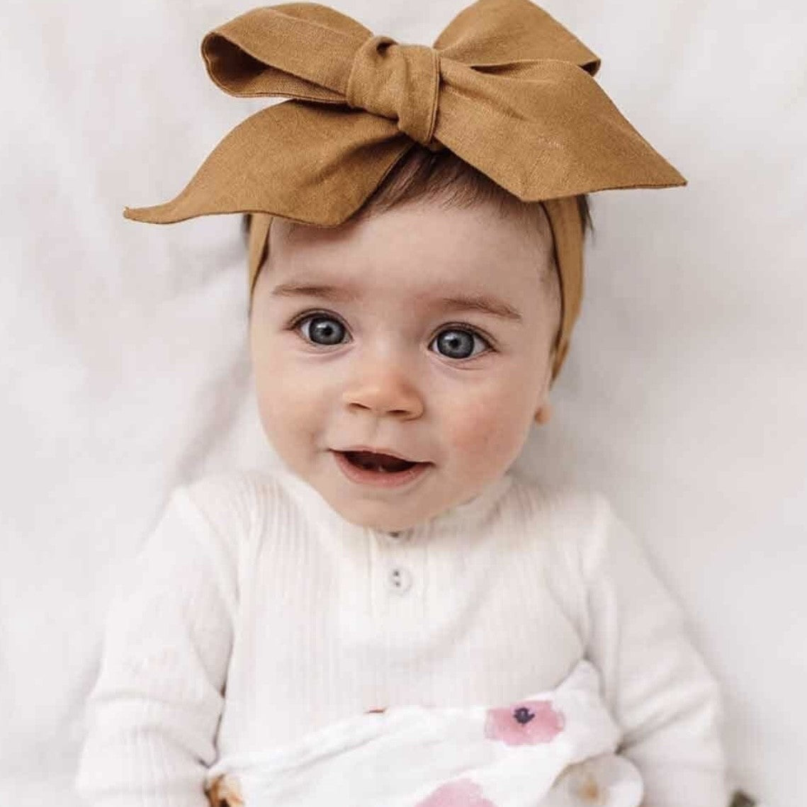 Mustard Pre-Tied Linen Bow