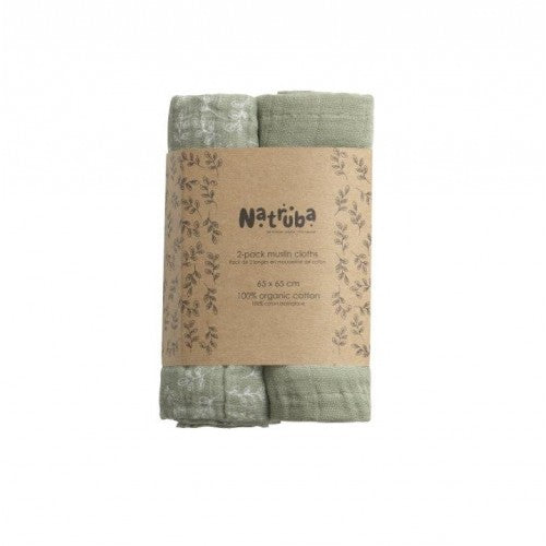 Natruba Muslin 2 Pack, Green, 65 cm
