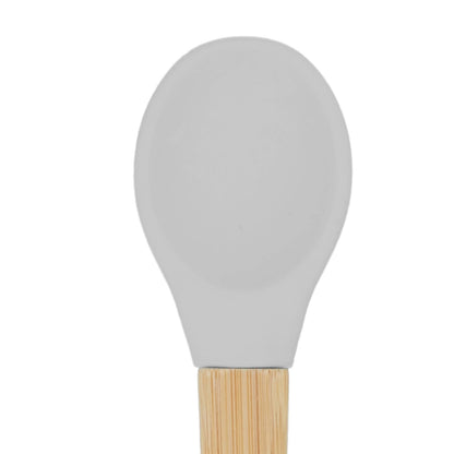 Children's Bamboo Spoon - Silicone Tip - Grey