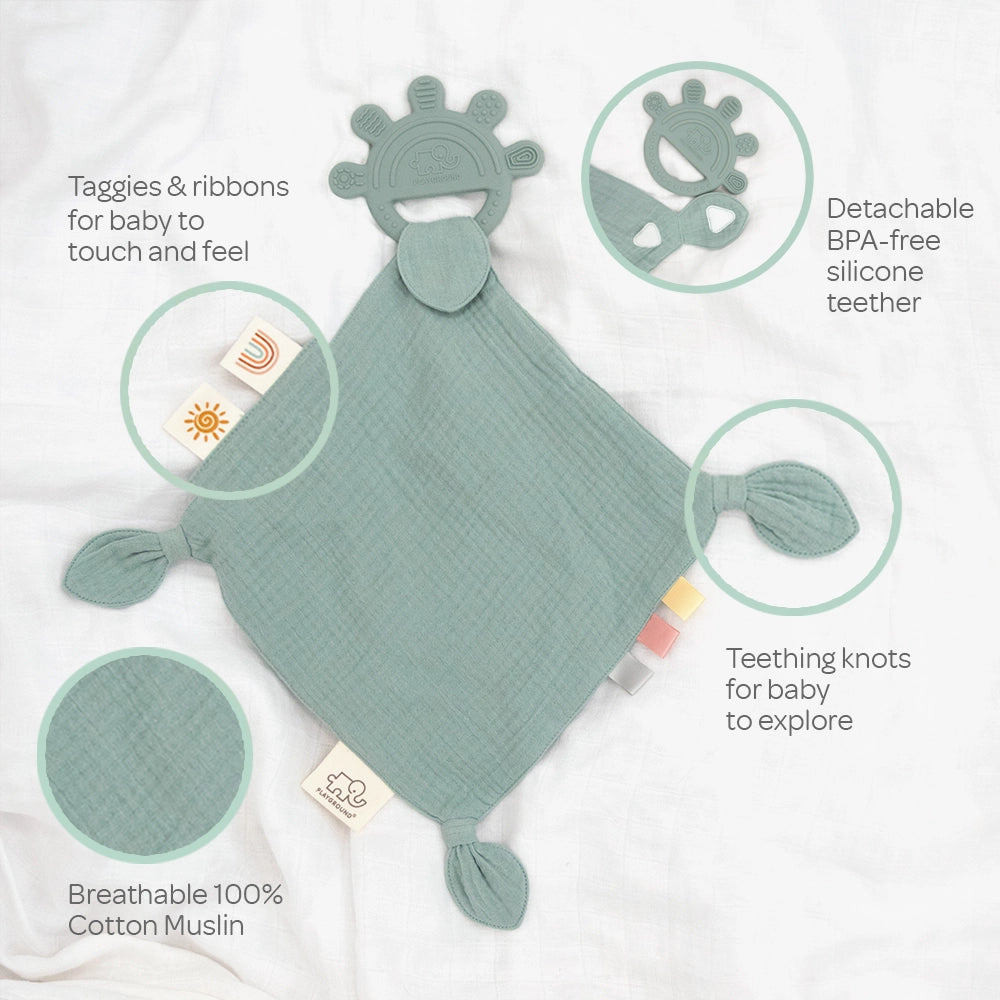 Silicone Muslin Comfort Teether - Sage