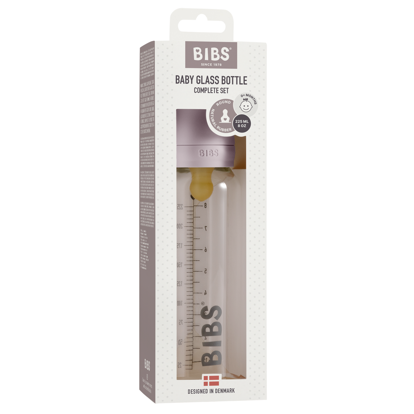 BIBS 225ml Glass Bottle Set - Dusky Lilac