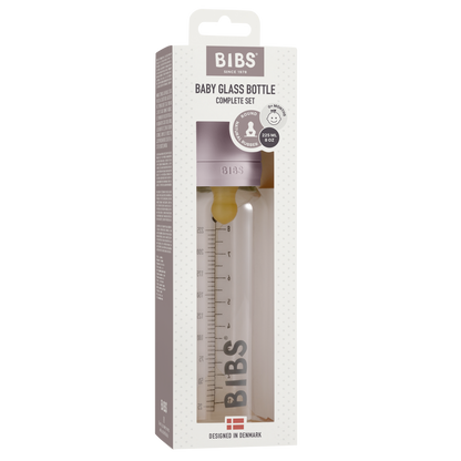 BIBS 225ml Glass Bottle Set - Dusky Lilac