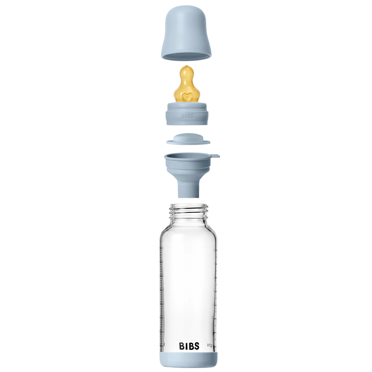 BIBS Glass Baby Bottle 240ml - Baby Blue
