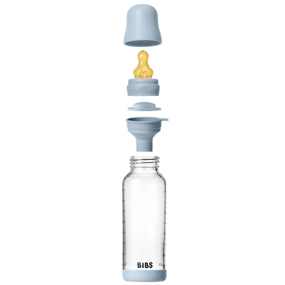 BIBS Glass Baby Bottle 240ml - Baby Blue