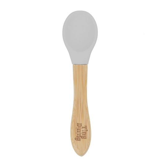 Children's Bamboo Spoon - Silicone Tip - Grey