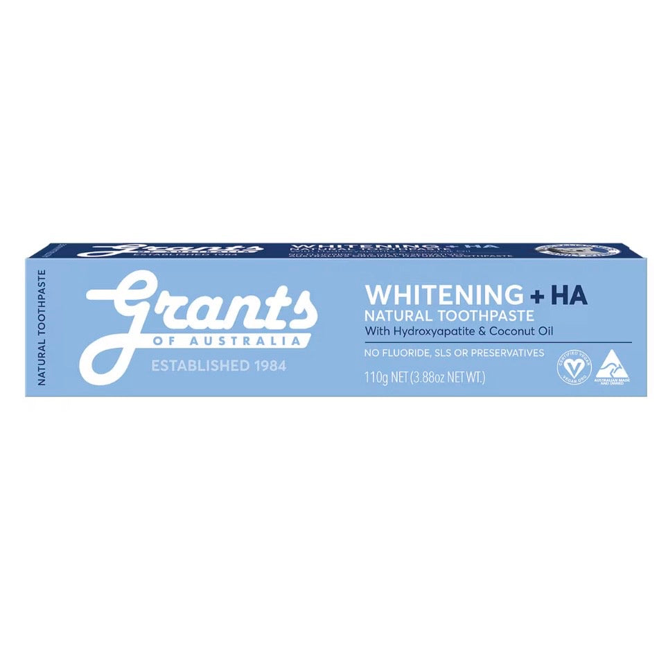 Grants Natural Toothpaste - Whitening + HA Hydroxyapatite & Coconut Oil