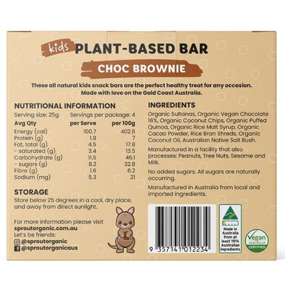 Organic Kids Snack Bar Choc Brownie 25g x 4 Pack