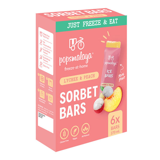 Freeze-at-Home Sorbet Bars - Lychee & Peach 6x45ml