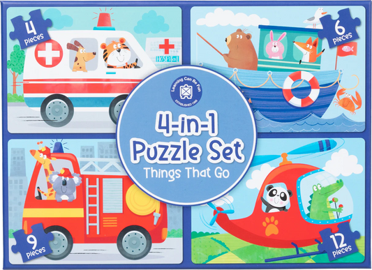 4 in 1 Puzzle Set: Things That Go