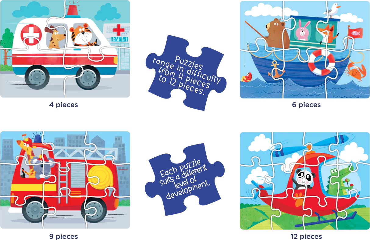4 in 1 Puzzle Set: Things That Go