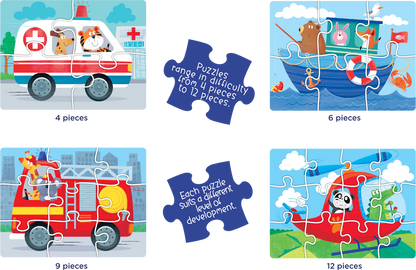 4 in 1 Puzzle Set: Things That Go