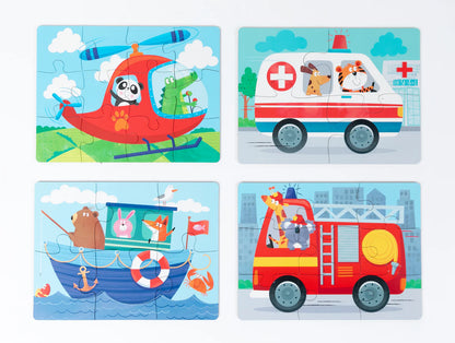 4 in 1 Puzzle Set: Things That Go