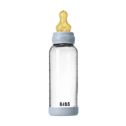 BIBS Glass Baby Bottle 240ml - Baby Blue