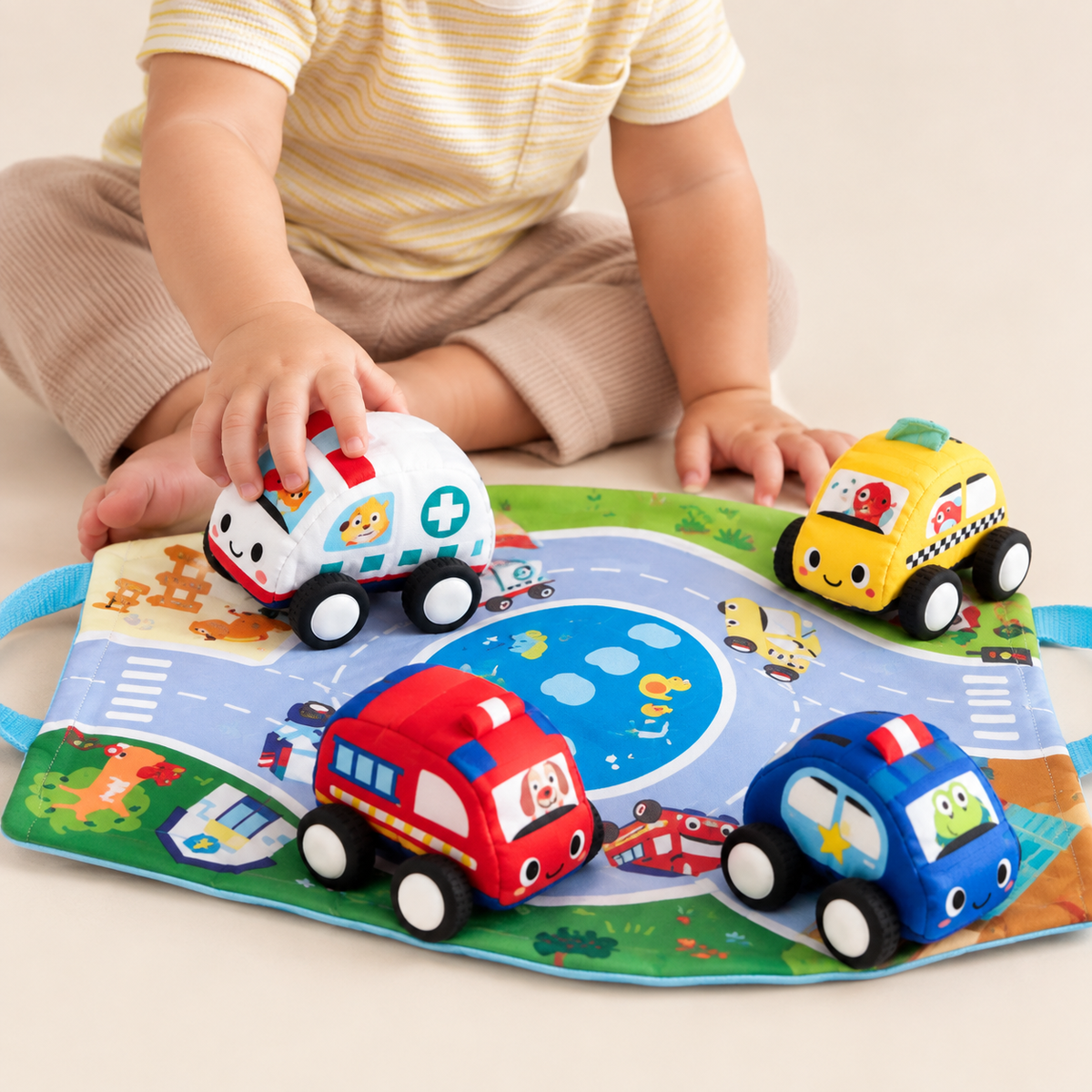 Pull Back Plush Car Set