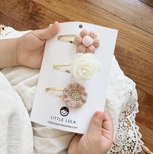 Crochet Hair Clips Set- Bloom Classic