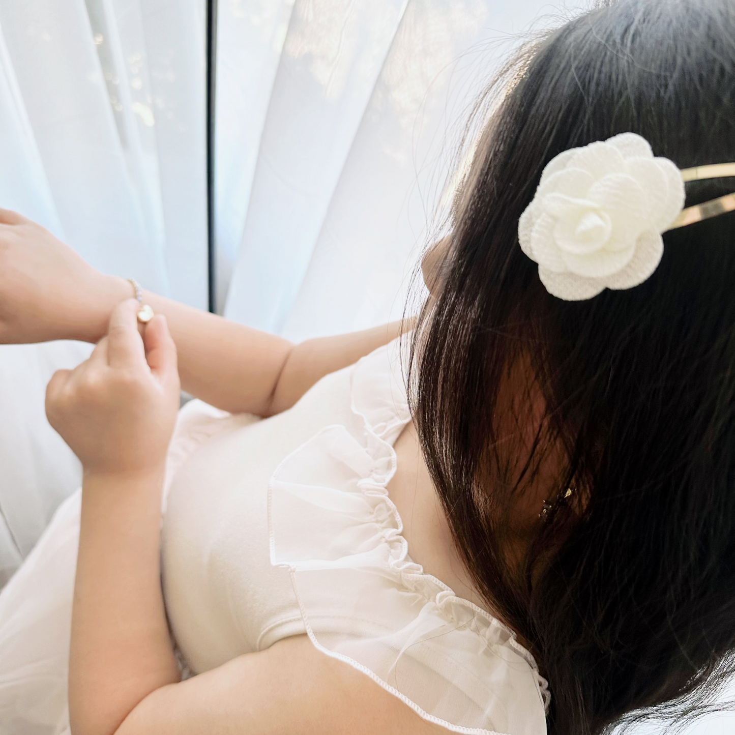 Crochet Hair Clips Set- Bloom (Pearl)