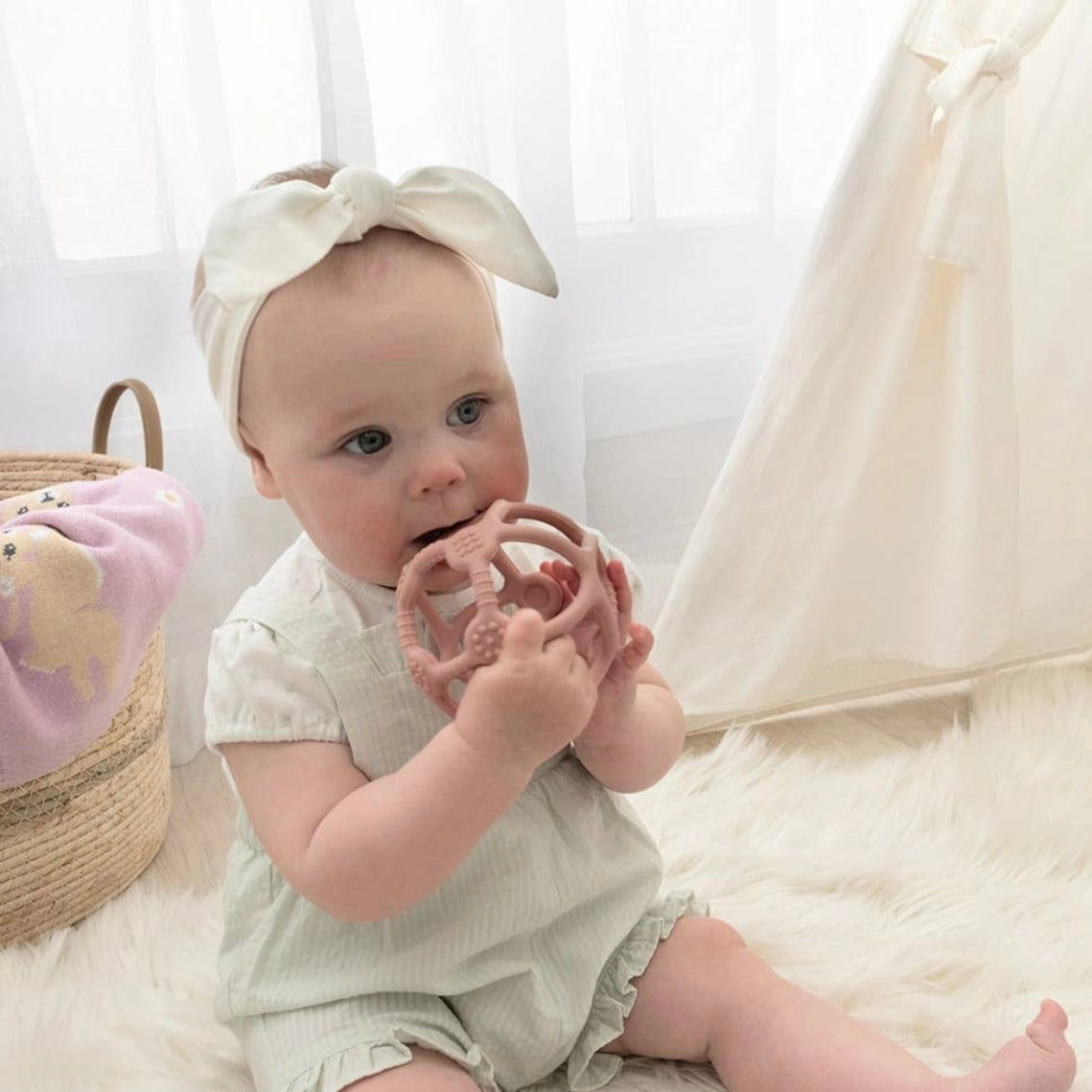 Silicone Teething Ball - Rose