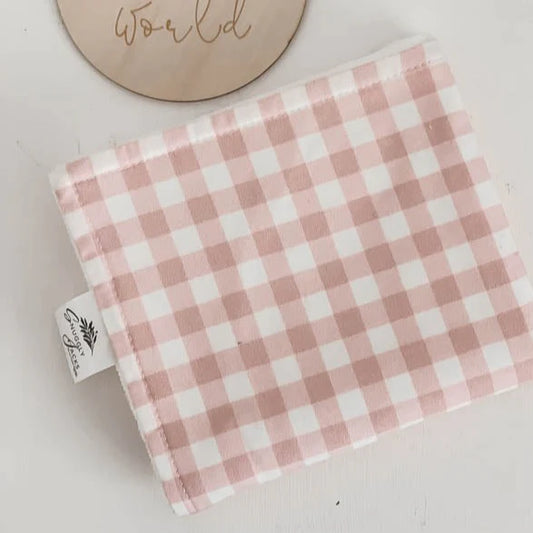 Gingham Burp Cloth - Powder Pink
