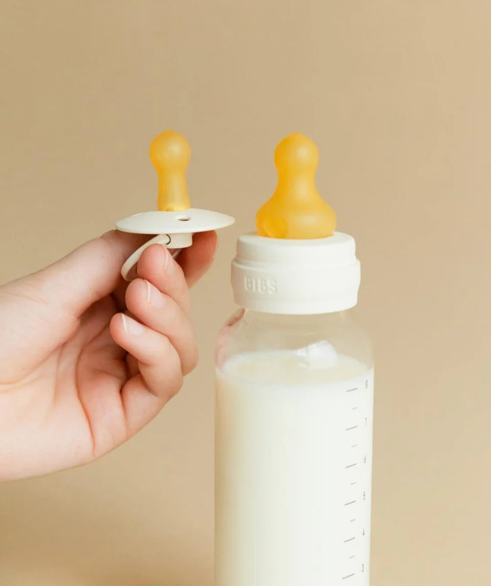 BIBS Glass Baby Bottle 240ml - Baby Blue