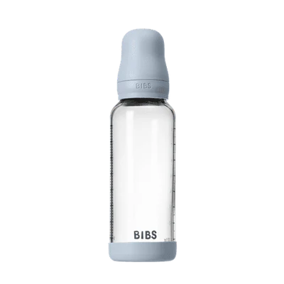 BIBS Glass Baby Bottle 240ml - Baby Blue