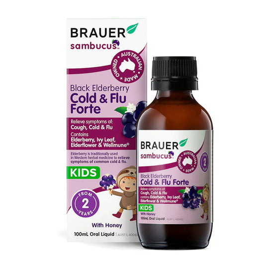 Brauer Elderberry Kids Cold & Flu Forte With Honey Oral Liquid 100ml