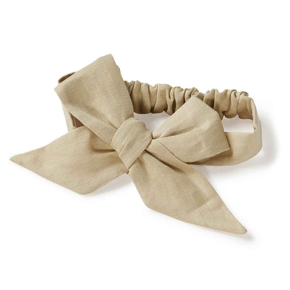 Natural Linen Baby Bow Headband